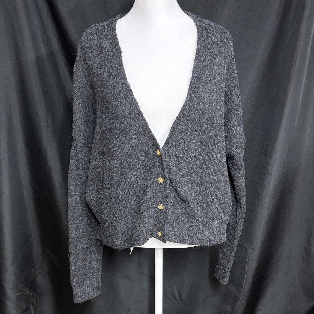 Love Tree Dark Gray Button-Up Cardigan